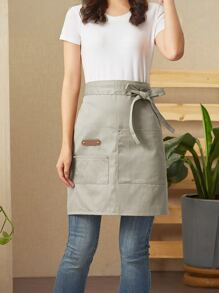 1 pieza Delantal de cintura con bolsillos, delantal medio para mesero/a de restaurante, delantal para camarero/a hombre y mujer