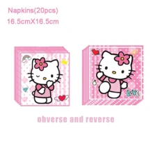 Sanrio 41 件/套粉色 Hello Kitty 主题派对套装，一次性派对用品装饰包括 20 个盘子、20 张餐巾、1 张桌布、节日圣诞派对餐具套装，非常适合感恩节、万圣节、圣诞节活动和派对用品