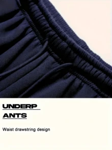 男士纯色运动裤宽松美式休闲裤 - 藍色 - 查看 4