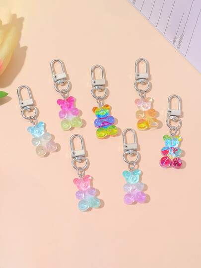 1 móc khóa hình gấu dễ thương và sáng tạo nhiều màu sắc, móc khóa gấu hoạt hình trong suốt màu kẹo, phụ kiện mặt dây chuyền gấu bằng nhựa chuyển màu, quà tặng lý tưởng cho gia đình và bạn bè, phụ kiện hàng ngày cho điện thoại, tai nghe, chìa khóa