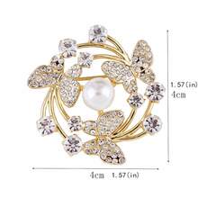 1 件金色蝴蝶优雅锌合金仿珍珠水钻珐琅胸针，包袋、派对、日常穿着、情人节礼物背包（适合学校万圣节）的装饰时尚配饰 - 金色 - 查看 11