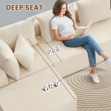 104" Modular Sectional Sofa, Modern L Shaped Cloud Couch With Deep Seats & Chaise &4 Seater Couch -  DIY Combination Sectional Couches, Ideal Couches For Living Room Bedroom - Màu be - Xem 8