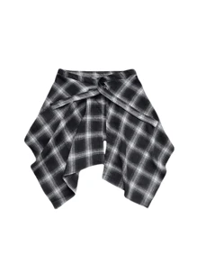 1pc Women Plaid Skirt With Layered Ruffle Hem, One-Piece Shirt Hem Dress For Overlaying Streetwear, Versatile Design Suitable For Dance Practice, Performance, Gymnastics, Beach Activities - Multicolor - View 12