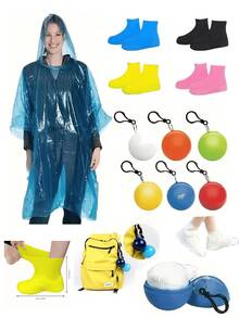 可重复使用防水防滑鞋套,乳胶户外雨靴防水鞋套,有效防雨。多种颜色可选,防水防尘硅胶雨鞋套。 - 彩色 - 查看 8