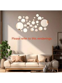 32pcs Premium Acrylic Circular Mirror Wall Stickers - 3D Decoration Home Decor Back To School Room Decor School Supplies