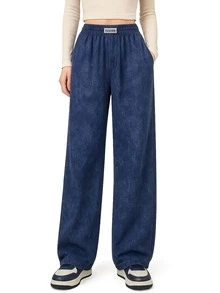 Pantalones de moda para mujer con estampados Pantalones acampanados de cintura alta, pantalones acampanados de pierna ancha, pantalones formales de pierna ancha - blanco - Ver 2