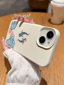 1 件简约鲸鱼与波浪绘画防水防震防滑软手机壳，适用于苹果和智能手机防摔防刮 - 彩色 - 查看 4