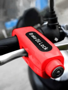 Trava de Guidão Antifurto em Alumínio para Moto - Vermelho - Visão 2