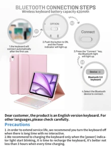 适用于三星 Galaxy Tab / Pad SE 的可拆卸彩色背光蓝牙键盘保护套，超薄轻巧支架保护套，带笔槽（不含 Apple Pencil），粉色保护套 + 粉色键盘 - 粉色 - 查看 7