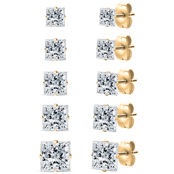1 Par de Aretes de Acero Inoxidable para Hombres y Mujeres, Aretes Cuadrados Hipoalergénicos para Hombres
