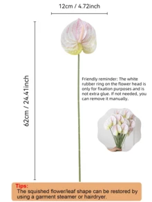 1 件/3 件/5 件人造红掌百合花（粉绿色）适用于婚礼办公室派对酒店家居餐桌装饰 - 粉綠色 - 查看 3