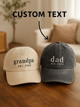 1 Piece Custom Embroidered Hat, Grandpa Cap With Date, Dad Hat, Vintage Baseball Hat, Daddy Est Year Shirt, Gift For New Dad, Christmas Gift,Forest Tones