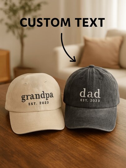 1 Piece Custom Embroidered Hat, Grandpa Cap With Date, Dad Hat, Vintage Baseball Hat, Daddy Est Year Shirt, Gift For New Dad, Christmas Gift