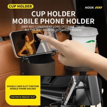 汽车头枕收纳架带杯架，水晶钻座椅靠背多功能储物挂钩通用挂式手机支架适用于汽车旅行内饰配件 1 件装白钻