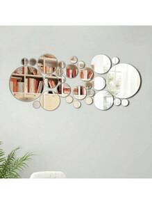 32pcs Premium Acrylic Circular Mirror Wall Stickers - 3D Decoration Home Decor Back To School Room Decor School Supplies