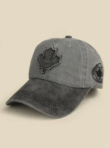 1 pezzo Cappellino da baseball stile retrò europeo e americano con ricamo a 3D a foglie e lettera, adatto per look casual quotidiani da uomo