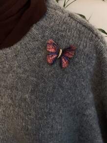 Retro Stickerei, Farbverlauf Schmetterling Brosche, Mantel Pullover, vielseitige, elegante und künstlerische Brosche Accessoire