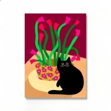 1 bức tranh vải trừu tượng nhiều màu sắc cho phòng trẻ em thời trang hoa mèo đen hồng in áp phích nghệ thuật treo tường trang trí nhà khung tùy chọn - nhiều màu - Xem 31