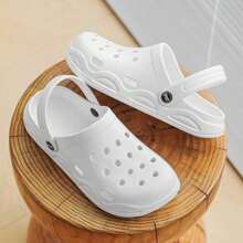 Unisex Casual Breathable Holes Flat Slippers, Lightweight Outdoor Indoor Two-Way Sandals For Beach
