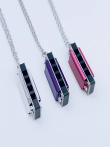 1 pieza Armónica de collar mini de 4 agujeros y 8 tonos de alta calidad, con opciones de multicolor, instrumento musical para principiantes, regalo pequeño para el Día de San Valentín, Acción de Gracias, días festivos - Multicolor - Ver 9