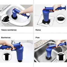 1 Peça Dispositivo Desentupidor de Vaso Sanitário Poderoso, Anti-Respingos, Pneumático de Alta Pressão, Desentupidor de Dreno, Desentupidor de Banheiro, Pia, Banheira, na Cor Preta