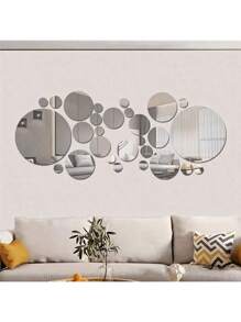 32pcs Premium Acrylic Circular Mirror Wall Stickers - 3D Decoration Home Decor Back To School Room Decor School Supplies