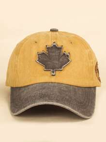 1 pezzo Cappellino da baseball stile retrò europeo e americano con ricamo a 3D a foglie e lettera, adatto per look casual quotidiani da uomo