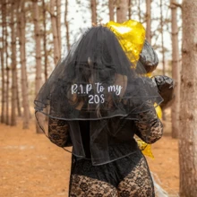 RIP Twenties Black Veil Death To My 20s Alternative Goth Gothic Funeral For Youth Women 30th Birthday Party Dirty Thirty Decoration Birthday Queen Crown Keepsake Gift Present Photo Props - Rip to My 20s Black Veil - View 7