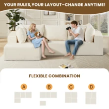 104" Modular Sectional Sofa, Modern L Shaped Cloud Couch With Deep Seats & Chaise &4 Seater Couch -  DIY Combination Sectional Couches, Ideal Couches For Living Room Bedroom - Màu be - Xem 4