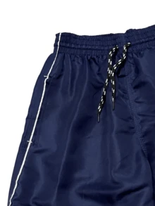 Men's Tactel Sports Pants, Plain, Reinforced Stitching - Navy Blue - View 3