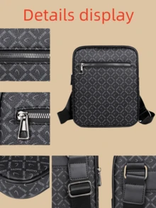 男士 PU 皮革斜挎包，休闲斜挎包，旅行包，带手机钱包