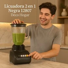Licuadora 2 en 1 Negra y Blanca Deco Hogar | Licuadora Multifuncional para Cocina - Negro - Ver 4
