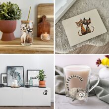 12PCS/SET UV DTF Cup Wraps Weird Cat Style Self-Adhesive Sticker For Coffee Cups, Water Bottles, Home Decor, Laptops And Refrigerator DIY Crafts(Mug Not Included), School Supplies,Back To School