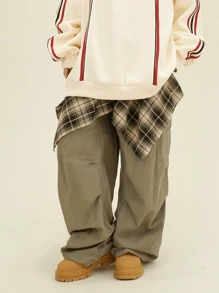 1pc Women Plaid Skirt With Layered Ruffle Hem, One-Piece Shirt Hem Dress For Overlaying Streetwear, Versatile Design Suitable For Dance Practice, Performance, Gymnastics, Beach Activities - Multicolor - View 3