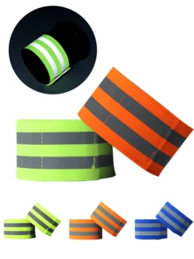 2pcs High Visibility Reflective Bands - Nylon Blend Arm Straps For Night Cycling, Running, Walking - Comfortable Snap Bracelet For Maximum Visibility And Security