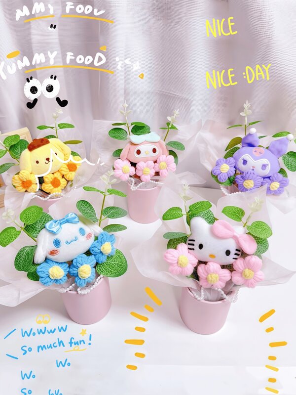 Sanrio 1pc/Sanrio Creative Cartoon Bouquets, Including Artificial Flowers And Melody Character Dolls. Romantic Gifts For Mother's Day, Valentine's Day, Graduation Season, Wedding And Birthday Blessings, Party And Festival Decorations, Home Decorations, Living Room Decorations, Bedroom Decorations.