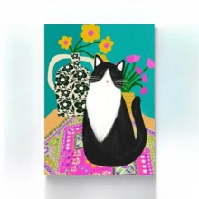 1 bức tranh vải trừu tượng nhiều màu sắc cho phòng trẻ em thời trang hoa mèo đen hồng in áp phích nghệ thuật treo tường trang trí nhà khung tùy chọn - nhiều màu - Xem 18