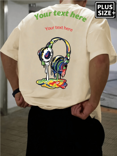 Custom-Plus Size Men's T-Shirt (Up To 6XL): Text/Photo T-Shirt-A Combination Of Large Frame And Big Personalized, Diversified Font And Color Selection, Suitable For Various Festivals/Anniversaries/Birthdays/Pets/Couples Customization