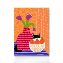 1 bức tranh vải trừu tượng nhiều màu sắc cho phòng trẻ em thời trang hoa mèo đen hồng in áp phích nghệ thuật treo tường trang trí nhà khung tùy chọn - nhiều màu - Xem 28