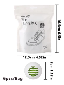 6个装绿茶鞋用除臭球，快速除臭空气清新剂，适用于鞋子、健身包、衣柜、宠物区、厨房、浴室和家居的除臭剂，可重复使用的镂空设计，气味均匀分散，使用无刺激，体积小巧，易于放置，持续除臭效果，家庭用品供应商 - 白色 - 查看 4