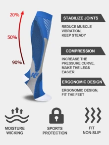 [Compression Socks] 3 Pairs Sports Compression Socks | Running Long Calf Men's And Women's Couple Student Socks - Best Support For Running Bike Flight - Multicolor - View 3