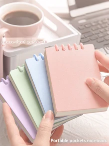 Libreta mini A7 con diseño de alta calidad, páginas desprendibles, plegable 360°, 80 hojas/160 páginas, carcasa de PP mate resistente al agua, adecuada para oficina, escuela, reuniones, contabilidad, DIY, registro de vida, conferencias de estudiantes, reuniones de trabajo, planificación de fitness, vuelta al cole, trabajo, etc.