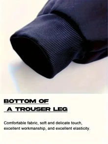 男士纯色运动裤宽松美式休闲裤 - 藍色 - 查看 6