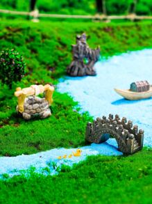 12pcs/Set Mini Fairy Garden Decorations Flowers & Plants Landscape Ornaments For Potting, Lawn, Bridge, Waterwell, DIY Garden Pond Decor, Miniature Statues