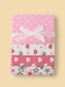 4pcs Baby Swaddle Blankets, Printed Cloud, Elephant, Car Designs, Soft Flannel, Lightweight For Spring/Summer