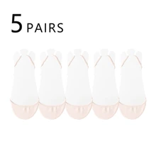 5 Pairs Women's Summer Thin Non-Slip Silicone Heel Invisible Socks, Minimalist Style Versatile For Daily Wear
