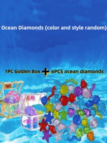 2/6/10件套潜水宝石泳池玩具，彩色钻石宝箱游泳宝石海盗潜水玩具套装，带宝藏海盗盒，生日泳池派对水下游泳玩具 - 彩色 - 查看 14