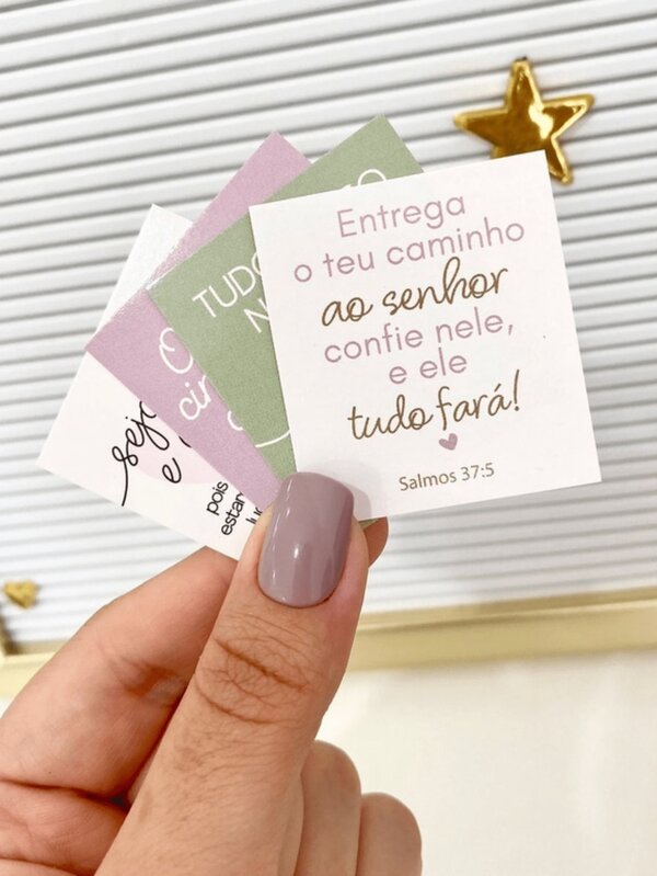 Kit Mini Cartões Frases Evangelicas Biblicas  tamanho 4x5cm