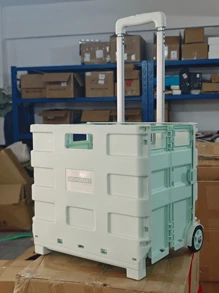 1pc Collapsible Utility Cart With Lid - Portable Rolling Crate Handcart, 4-Wheel Trolley, Stair-Climbing, Aluminum Alloy & PP, For Camping, Grocery, Shopping, Office, Storage