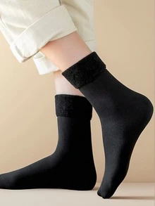 "5 Pairs Of Thick, Cozy Knitted Winter Socks - Mid-Calf, Snow-Resistant With Plush Lining For Men And Women"